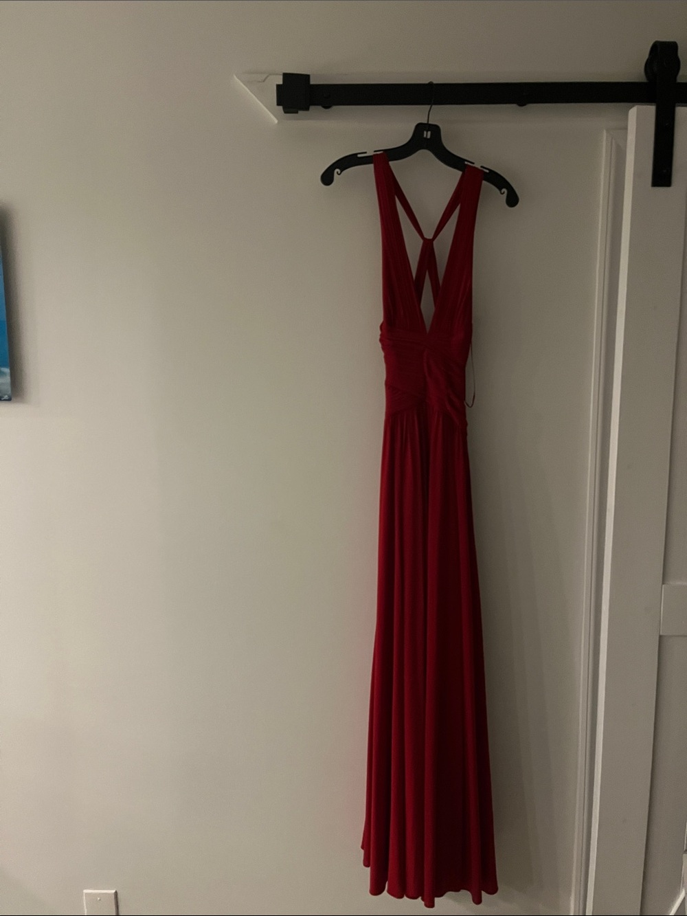 BCBGMaxAzria Red Deep V Maxi Dress